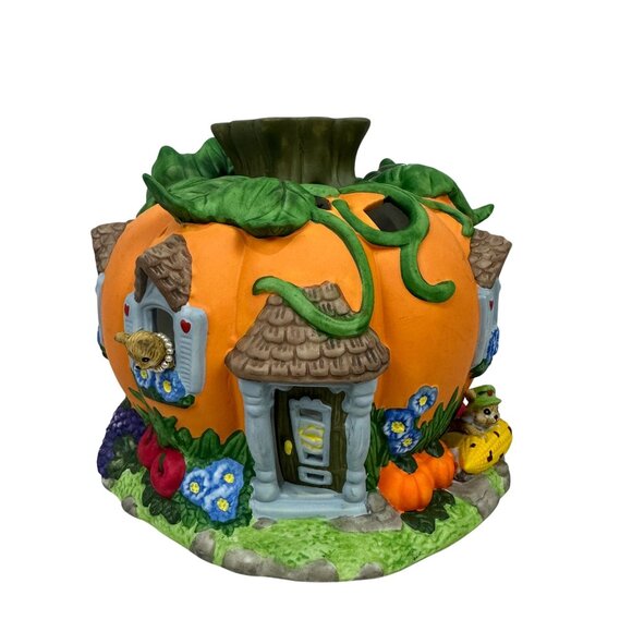 Partylite Ceramic Pumpkin House Tealight Holder Fall Decor Hand-Painted Vibrant - Picture 1 of 14